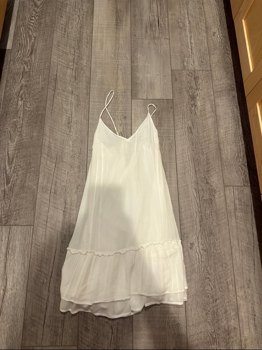 Hollister Cream Slip Dress with Ruffle Tier